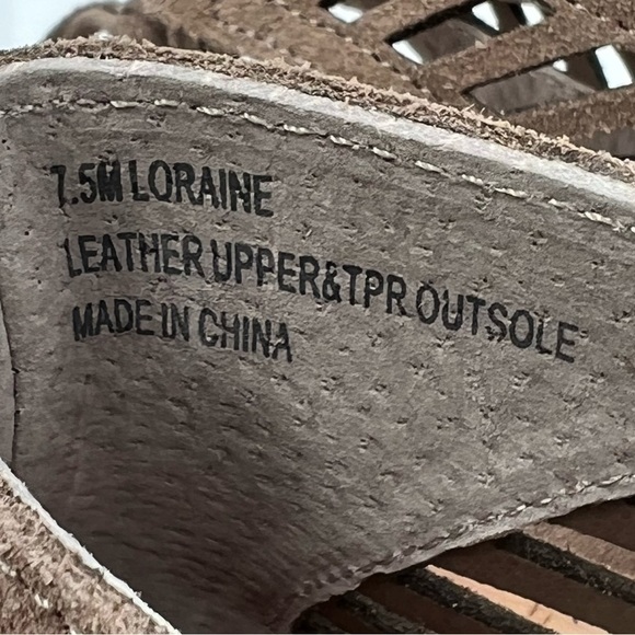 Wedge Taupe Leather Loraine Lace Up Cork Memory Foam Heels Size 7.5 Women's - Picture 2 of 8